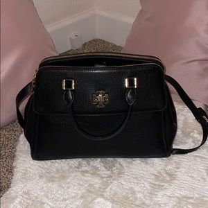 Black leather satchel